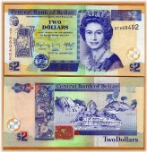 Belizean Queen Elizabeth II 2 Dollars 2017 Note