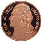 Copper Jefferson Nickel Round