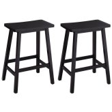 Wood Saddle Counter Stool Set