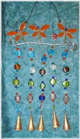 Copper Bells and Glass Dragonfly Wind Chime