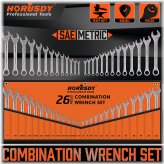 Precision Duo Spanner Set - 26 Piece, Metric and SAE with Extra Long Standard Heads