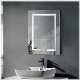 Black Mirrored Bathroom Cabinet with LED Lighting and Touch Sensor