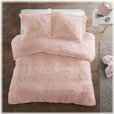 Cozy Blush Shaggy Faux Fur Duvet Set