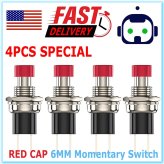 Red Momentary Push Button Switch - Set of 4