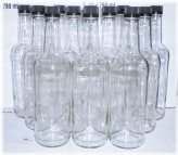 Clear Spirit Bottles Set with Screw Caps - 12 Pack, 750 ml