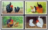 Rooster and Chicken Stamps from Thailand 1991