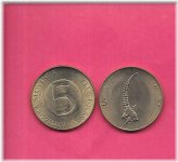 Vintage Slovenian 5 Tolarjev Animal Coin