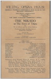 The Mikado Handbill from Wieting Opera House 1921