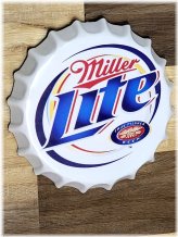 Vintage Miller Lite Bottle Cap Metal Sign