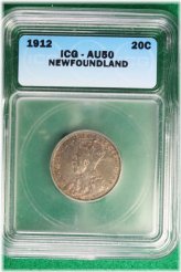 New Foundland King George V 20 Cents Coin (1912) - ICG AU50