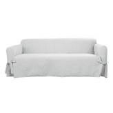 Farmhouse Basketweave Sofa Cover in Gray