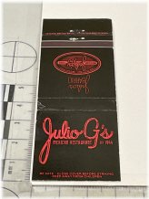 Julio G's Mexican Restaurant Matchbook Cover