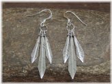 Southwest Feather Silver Dangle Earrings