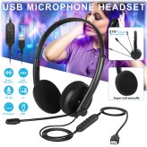 ClearVoice USB Headset with Noise-Cancelling Microphone for Computer Calls and Chats