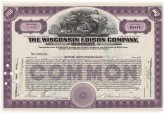 Wisconsin Edison Vintage Stock Certificate