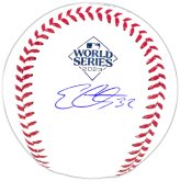 2023 World Series Rangers Autographed Baseball by Evan Carter (Beckett Certified)