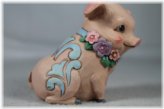 Retro Aquatic Figurine - Pig with Floral Accents by Jim Shore