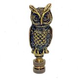 Antique Brass Owl Finial for Lamp Shades with Threaded Base