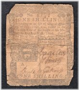 Pennsylvania Colonial Shilling Note - April 3, 1772