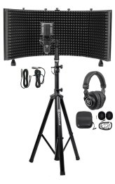 The Complete Studio Package: Microphone, Isolation Shield, Headphones, and Stand by Rockville Pro