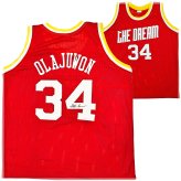 Red Hakeem Olajuwon Autographed Jersey by The Dream JSA