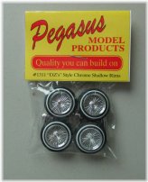 Shallow Chrome Rims with Whitewall Tires - 1:24/1:25 Scale Model Accessory by Pegasus 1311