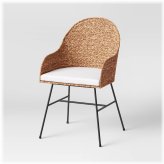 Natural Woven Backed Dining Chair with Cushion - Landis