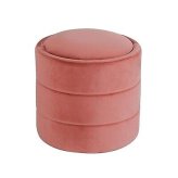 Blush Velvet Round Storage Pouf