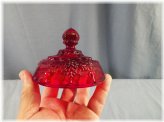 Red Glass Paneled Grape Jelly Compote Comport Lid