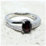 African Garnet Sterling Silver Ring