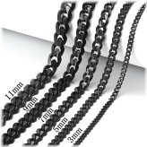 Cuban Curb Black Stainless Steel Link Chain Necklace