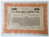 Antique R. C. Williams & Co Stock Certificate