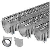 Steel Grate Trench Drain Set - 3-Pack