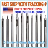 Leather Punch Set - 10 Piece Heavy Duty Hollow Hole Punch Kit