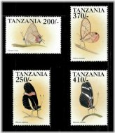 Flitting Beauties of Tanzania Stamp Set - 4 Vivid Designs - Mint Never Hinged