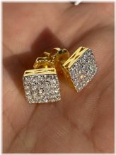 Silver Square CZ Earrings with Screw Backs