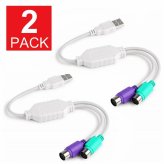 PS2 to USB Dual Adapter Cable for Mouse and Keyboard (2-Pack)