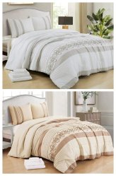 Geometric Embroidery Comforter Ensemble