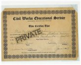 1934 Civil Works Educational Service Certificate - Mildred Butcher - Young Lady