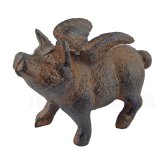 Rustic Flying Pig Statue