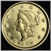 1852 Choice Uncirculated US Gold Dollar Coin