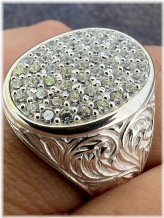 Sterling Oval Iced CZ Ring for Men