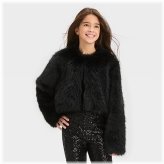 Midnight Faux Fur Cropped Jacket