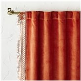 Velvet Macrame Trim Window Curtain Panel