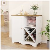 Rustic Kitchen Storage Cabinet with Wine Rack and Coffee Bar