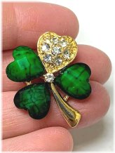 Emerald Enchantment Gold Brooch