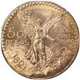 Mexican Gold 50 Peso Coin - 1945 PCGS MS65