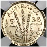 George VI Sterling Silver 3 Pence Coin from 1938