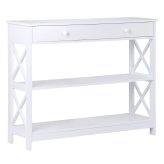 Narrow White Console Table with Storage Drawer