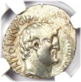 Marc Antony Silver Denarius 33 BC - Certified NGC XF